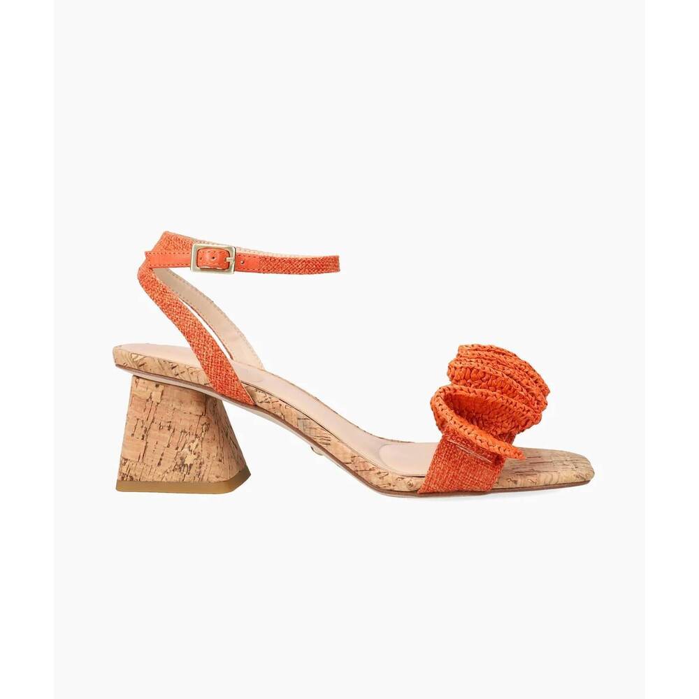 NEW PELLE MODA women's tiann block heel sandals in tangerine